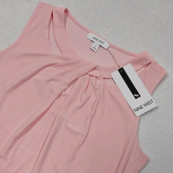Nine West Light Pink Twist-Front Sleeveless Blouse | Rayon Blend | Size S NWT - Picture 4 of 11